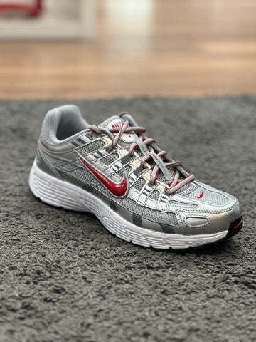 Nike P-6000 Metallic Silver Cool Red GS