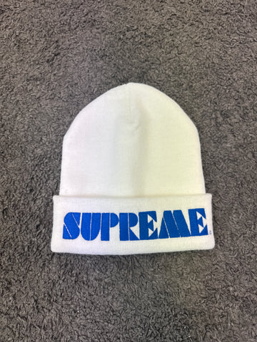 Supreme Beanie White Blue