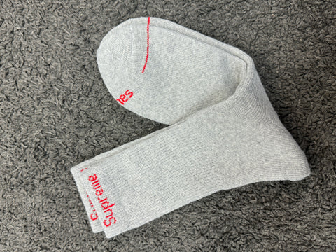 Supreme Grey Logo Socks