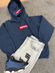 Supreme Box Logo Hooded Sweatshirt Navy