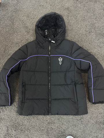 Trapstar Irongate Arch Pipping Hooded Puffer Jacket Black Purple