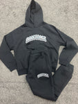 MoneyBagz Hooded Tracksuit Black Grey Logo