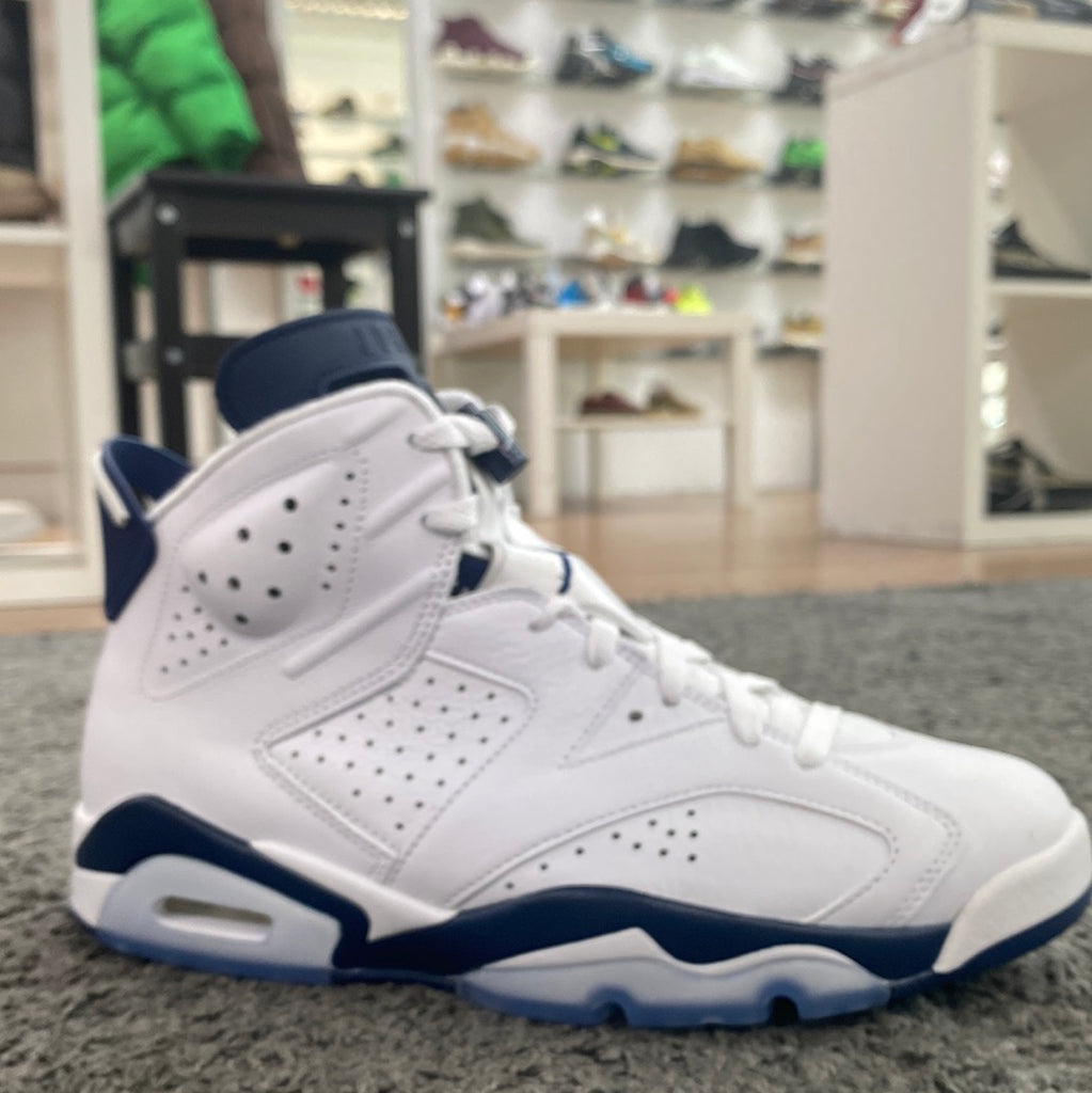 Jordan white cheap and navy blue